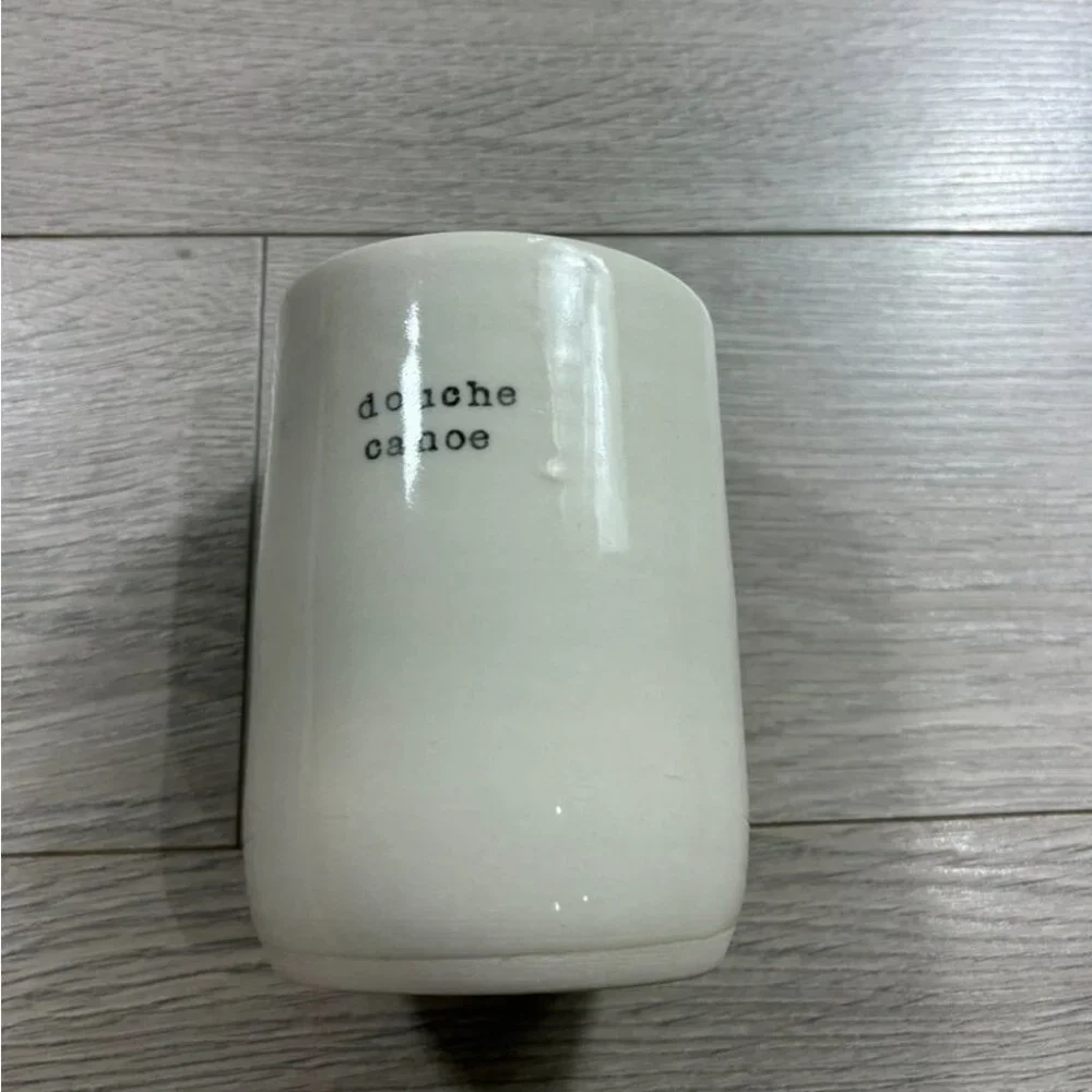 White Ceramic Swear Word Mug Vase “Douche Canoe”